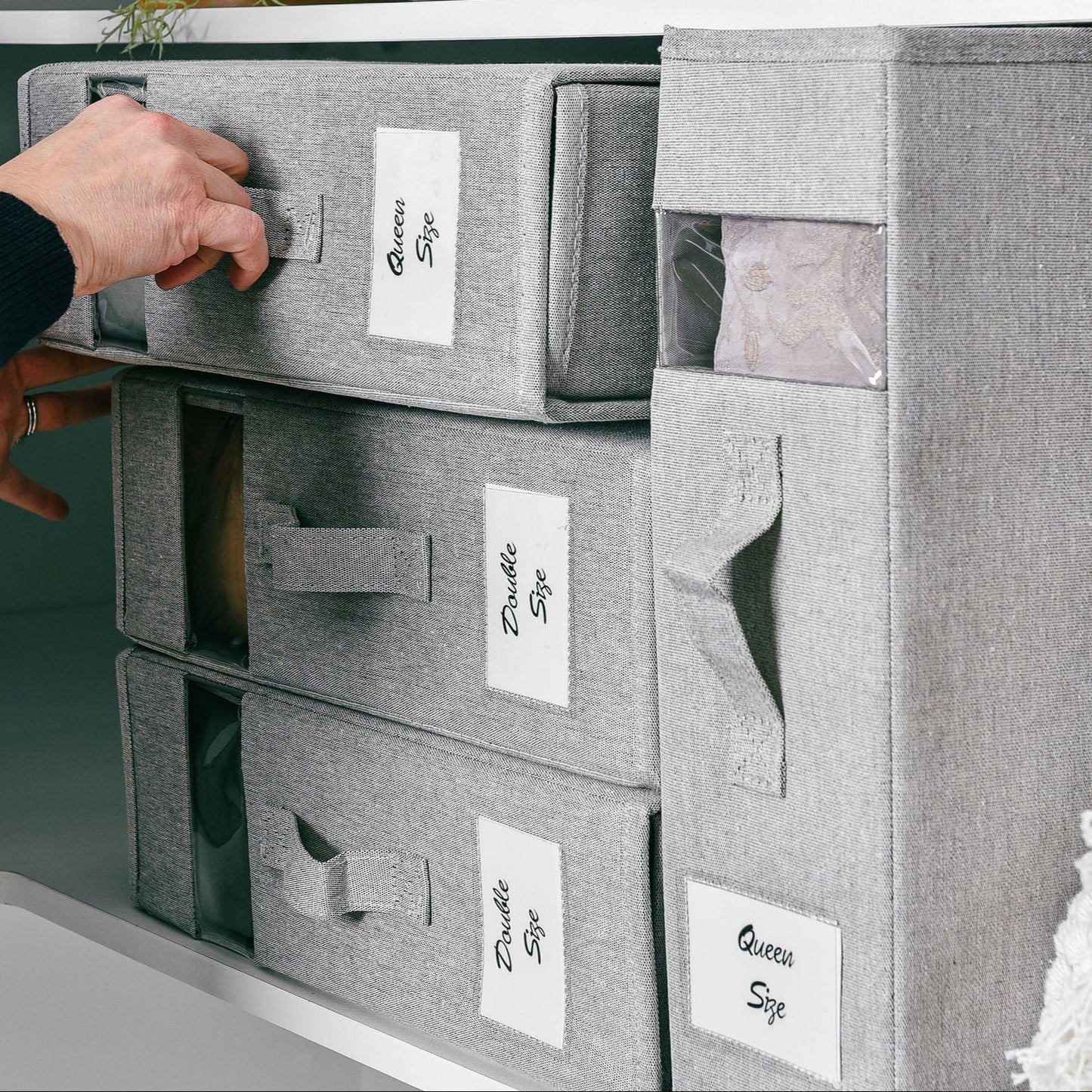 Linen Storage Box 12 Set - Pebble Grey