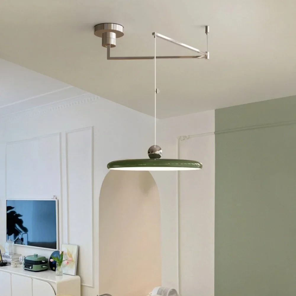 Orion Adjustable Swing Arm Acrylic Disc Pendant Light