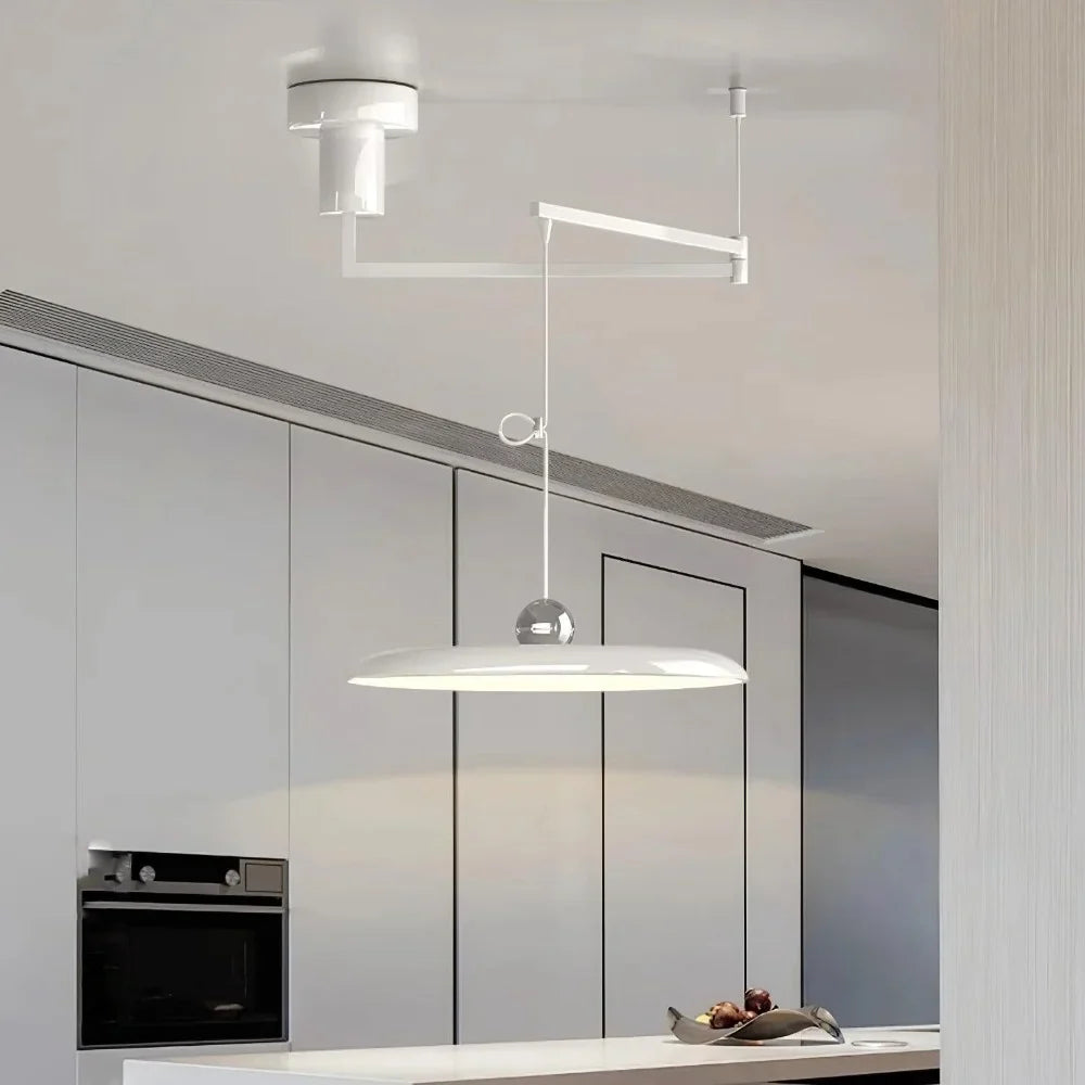 Orion Adjustable Swing Arm Acrylic Disc Pendant Light
