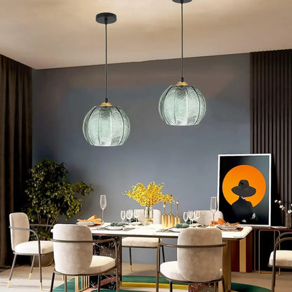 Gaia Boho Tropical Palm Leaf Glass Pendant Light
