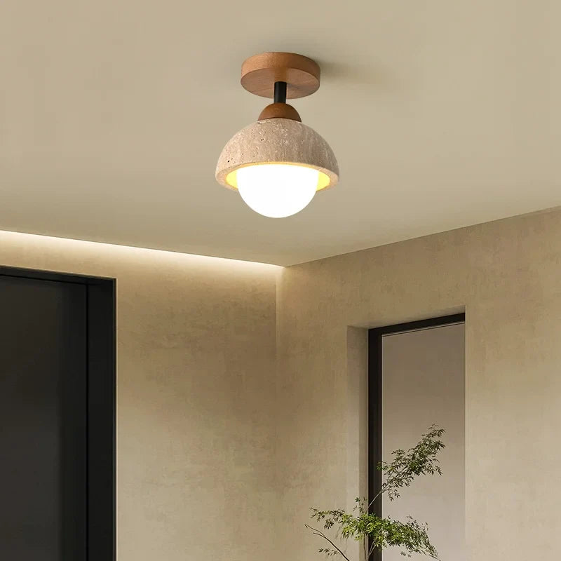 Velian Japandi Bud Travertine Ceiling Lamp