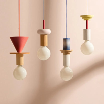 Alvar Multicolor Geometric Wood Pendant Light