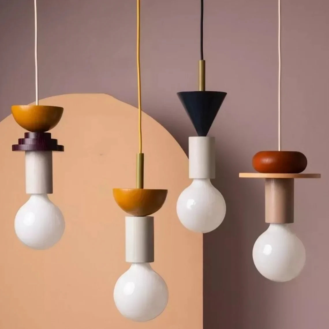 Alvar Multicolor Geometric Wood Pendant Light