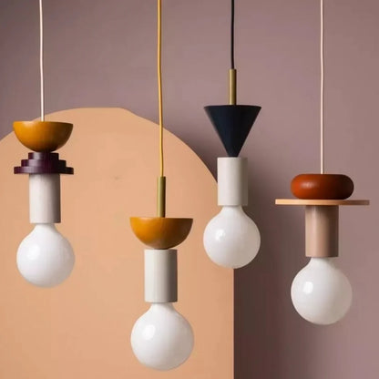 Alvar Multicolor Geometric Wood Pendant Light