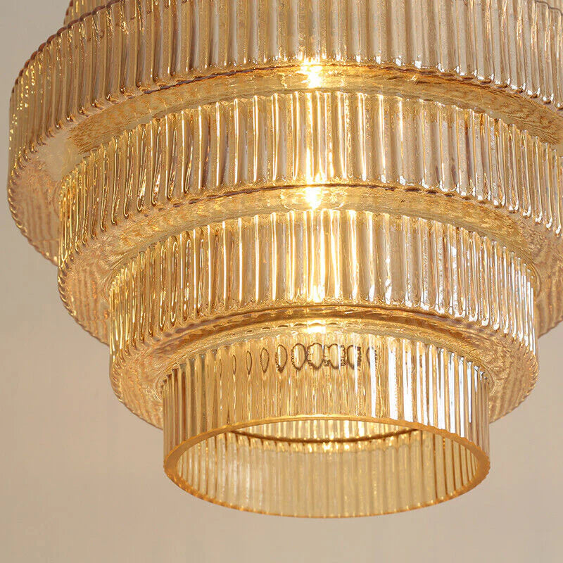 Clarity Antique Brass Striped Stained Glass Bottle Pendant Light