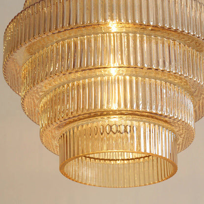 Clarity Antique Brass Striped Stained Glass Bottle Pendant Light