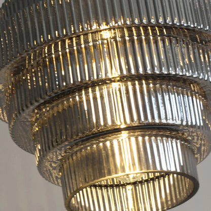 Clarity Antique Brass Striped Stained Glass Bottle Pendant Light