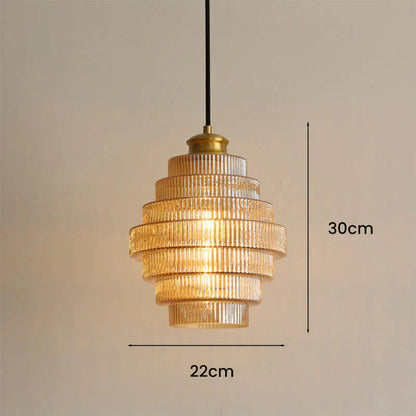 Clarity Antique Brass Striped Stained Glass Bottle Pendant Light