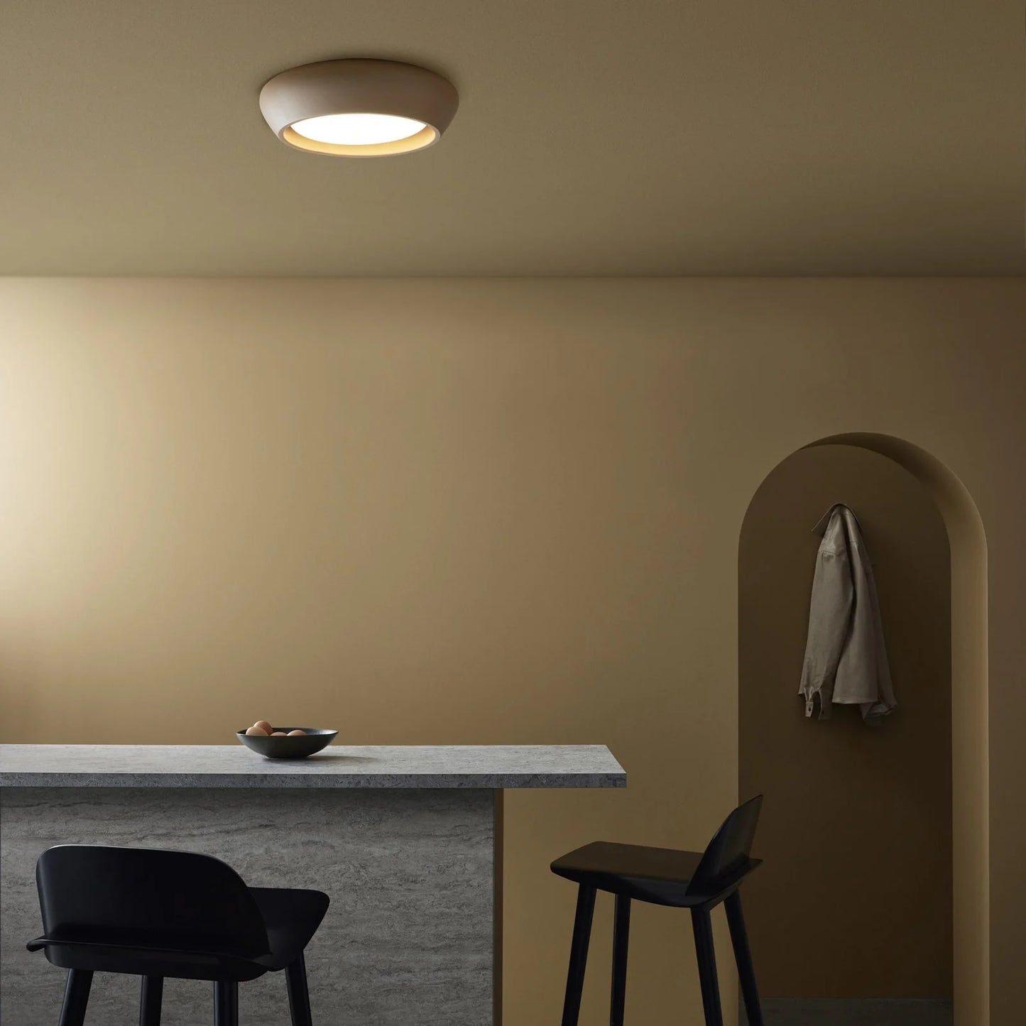 Astoria Minimalist Cement Flush Mount Ceiling Light