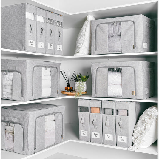Linen Storage Box 12 Set - Pebble Grey