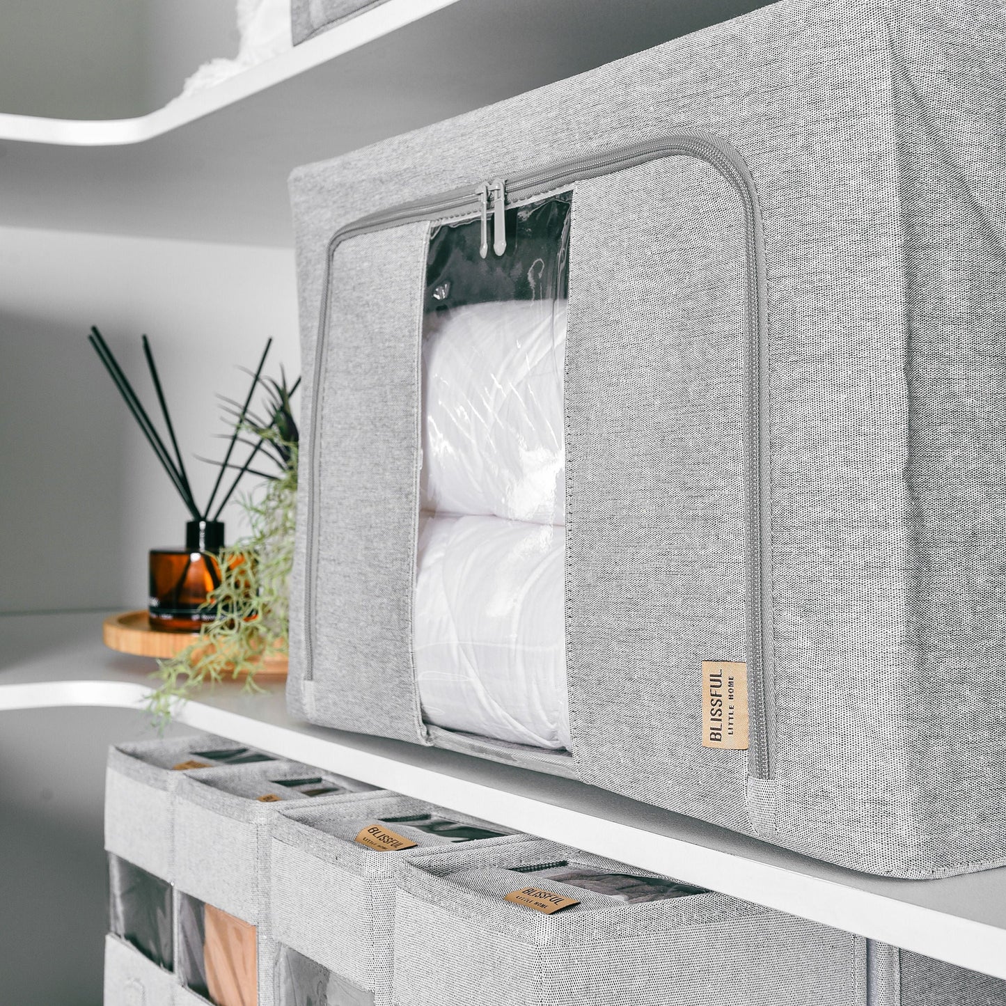 FoldAway Linen Storage Box - Pebble Grey