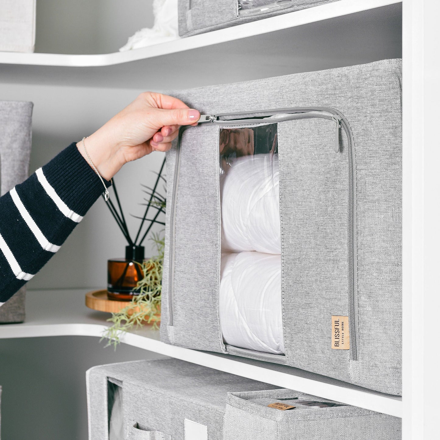 Linen Storage Box 12 Set - Pebble Grey