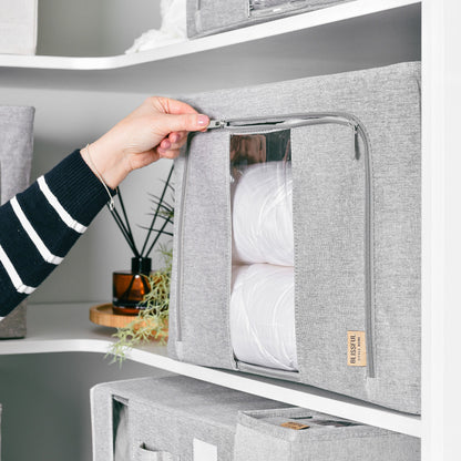 Linen Storage Box 12 Set - Pebble Grey