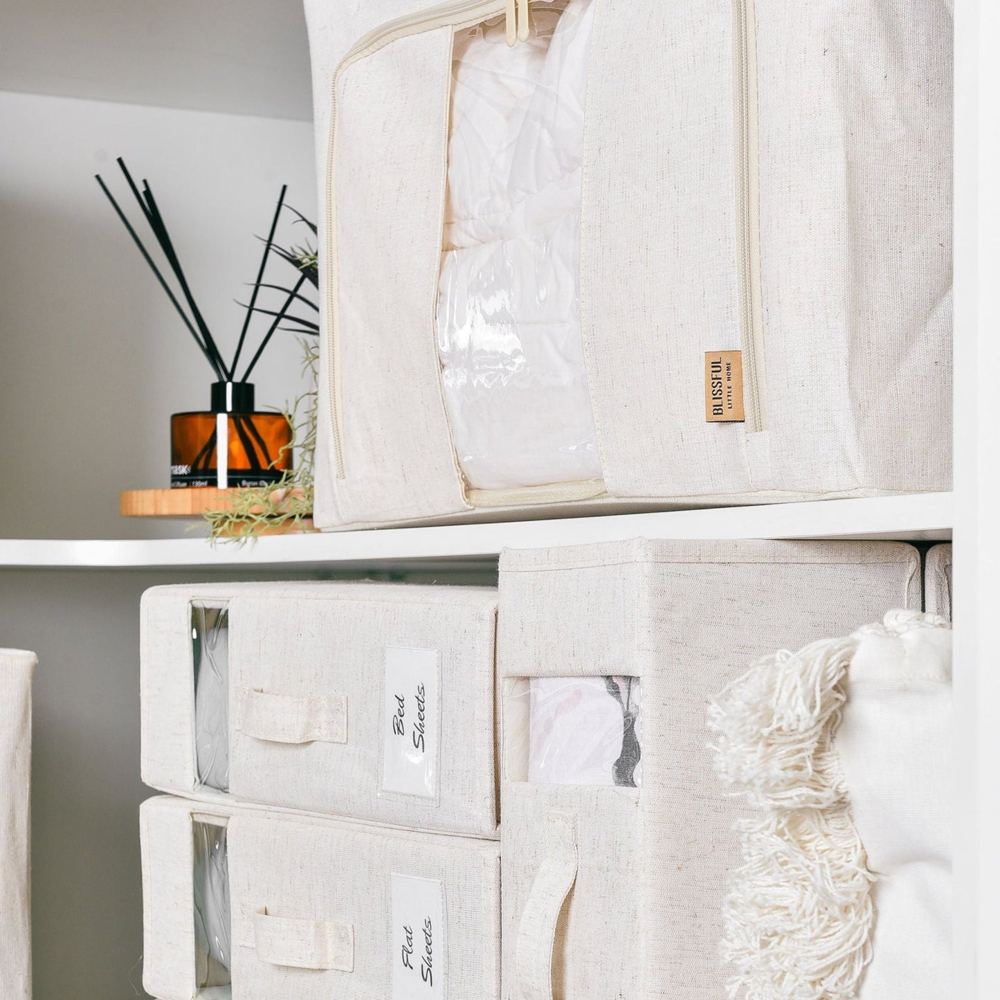 Linen Storage Box 12 Set - Beige