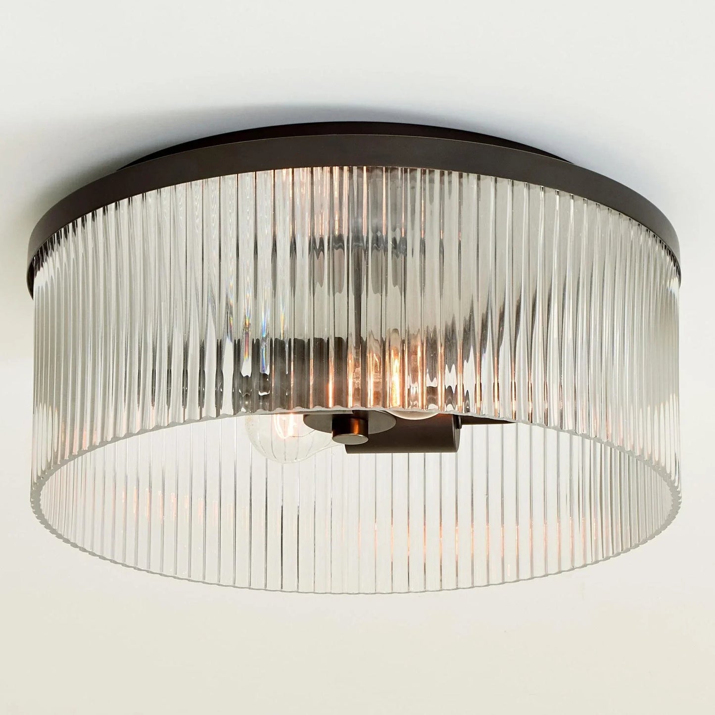 Eos Round Ribbed Crystal Flush Mount Ceiling Light