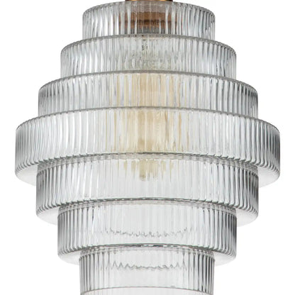 Clarity Antique Brass Striped Stained Glass Bottle Pendant Light