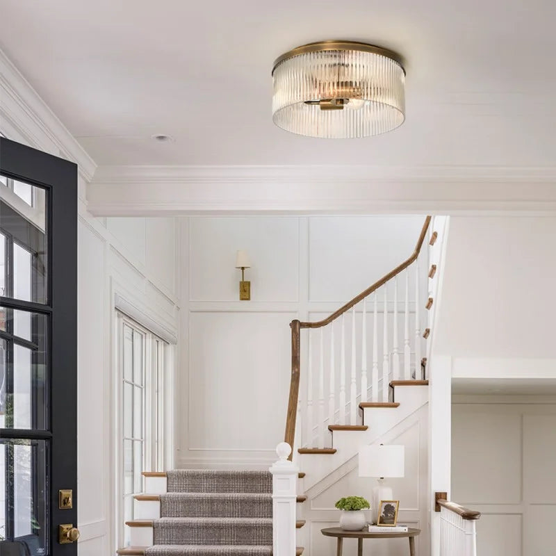 Eos Round Ribbed Crystal Flush Mount Ceiling Light