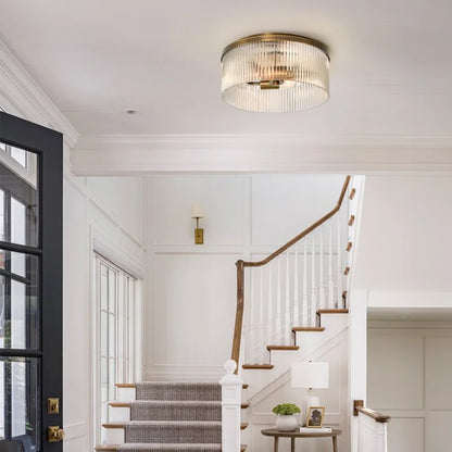 Eos Round Ribbed Crystal Flush Mount Ceiling Light