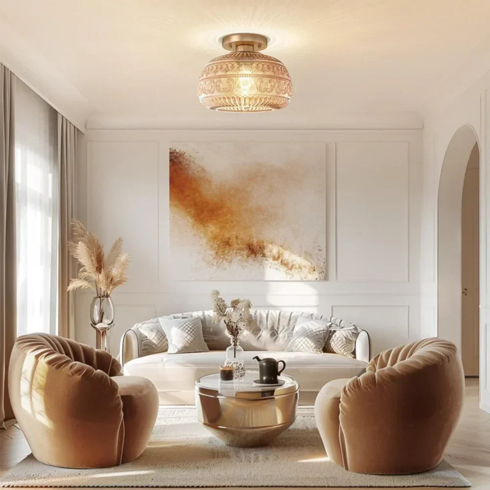 Flora Glass Semi Flush Mount Ceiling Light