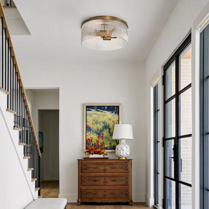 Eos Round Ribbed Crystal Flush Mount Ceiling Light