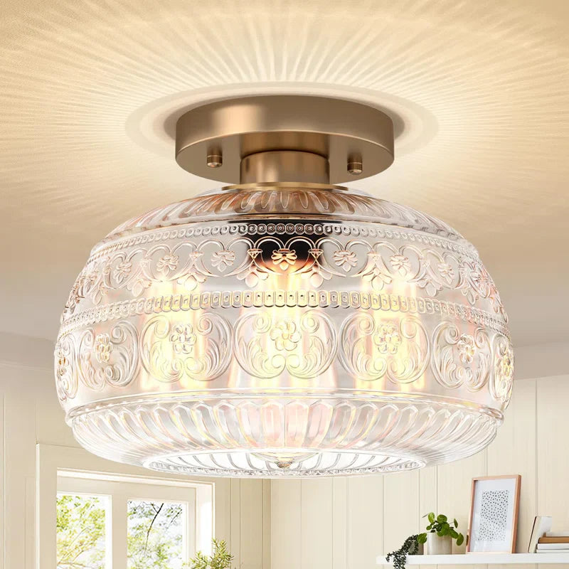 Flora Glass Semi Flush Mount Ceiling Light