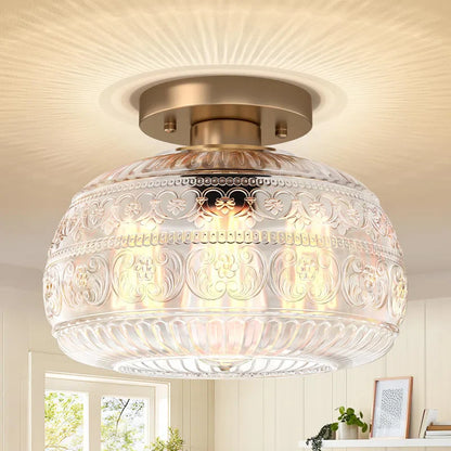 Flora Glass Semi Flush Mount Ceiling Light