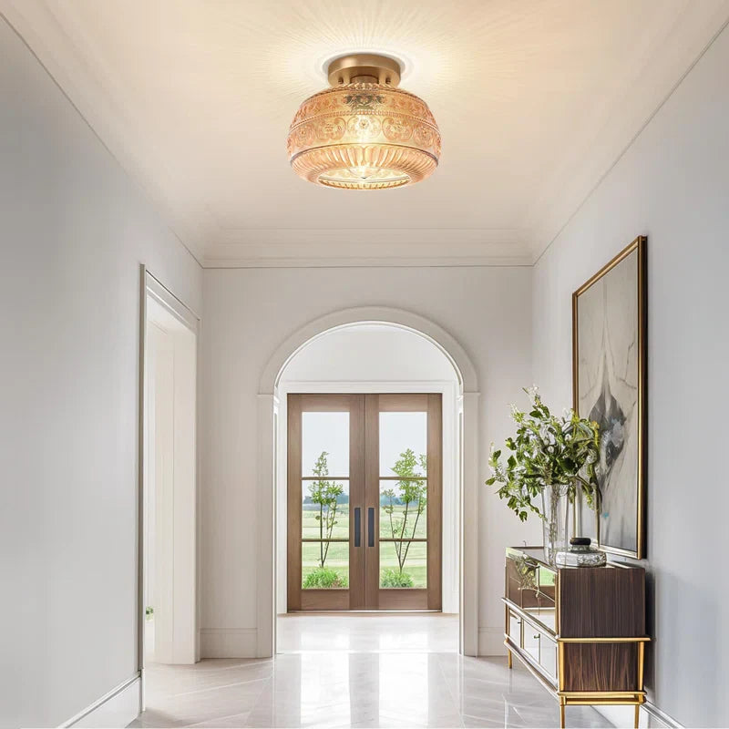 Flora Glass Semi Flush Mount Ceiling Light