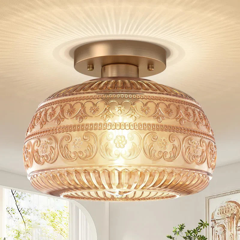 Flora Glass Semi Flush Mount Ceiling Light