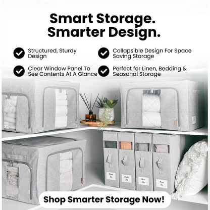 Linen Storage Box 12 Set - Pebble Grey