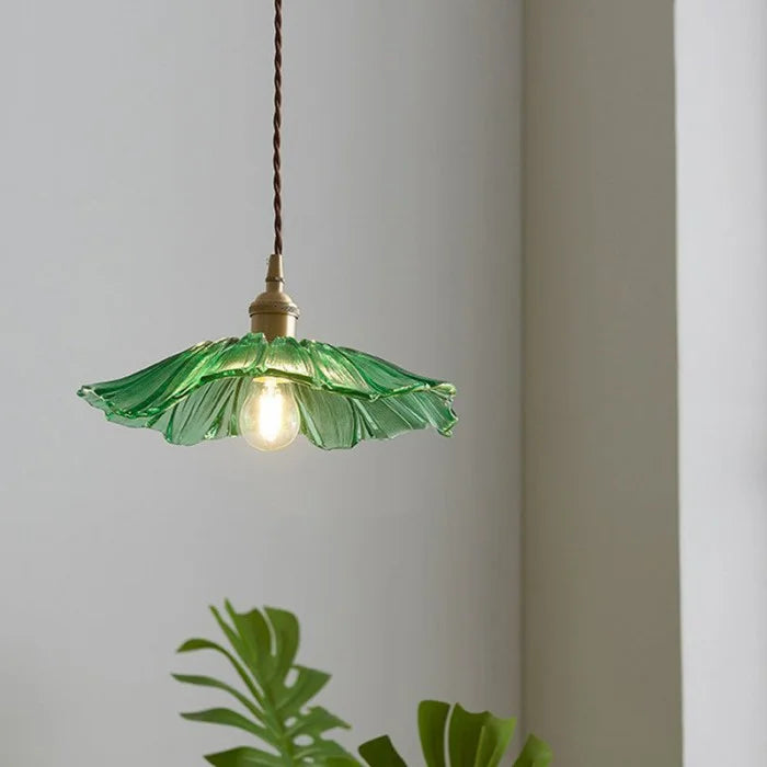 Dennehy Lotus Retro Glass Pendant Light