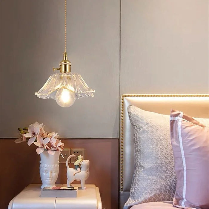 Dennehy Lotus Retro Glass Pendant Light