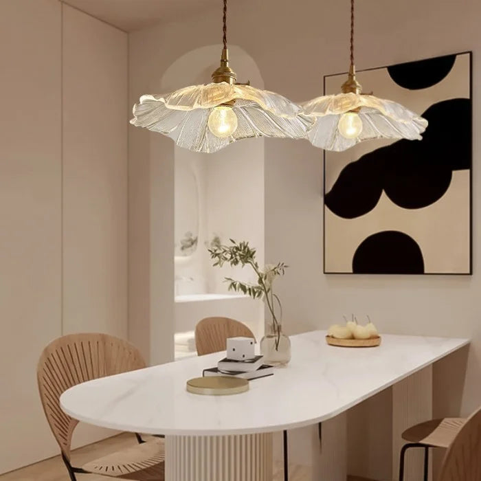 Dennehy Lotus Retro Glass Pendant Light
