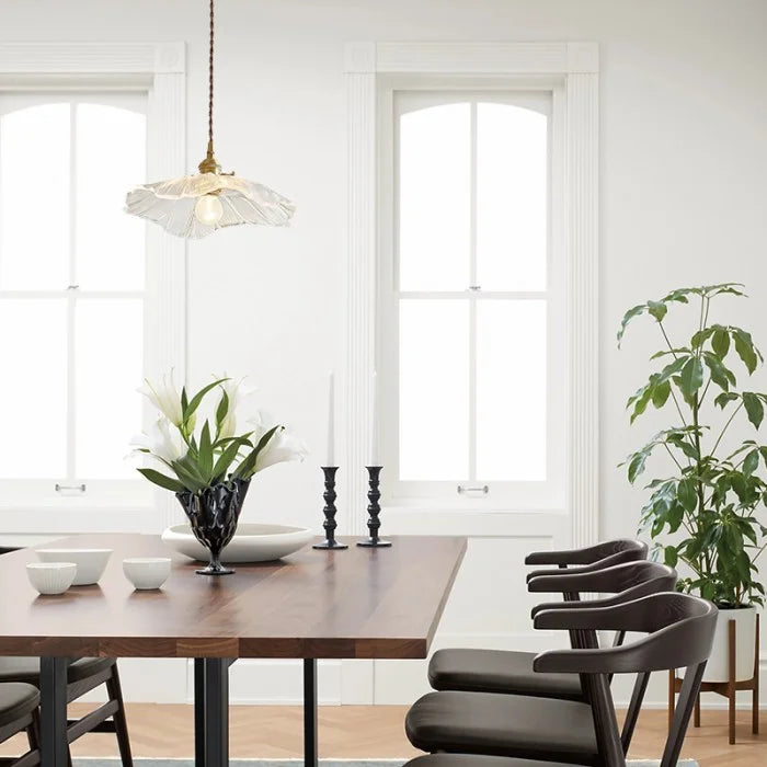 Dennehy Lotus Retro Glass Pendant Light