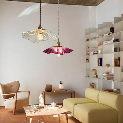 Dennehy Lotus Retro Glass Pendant Light