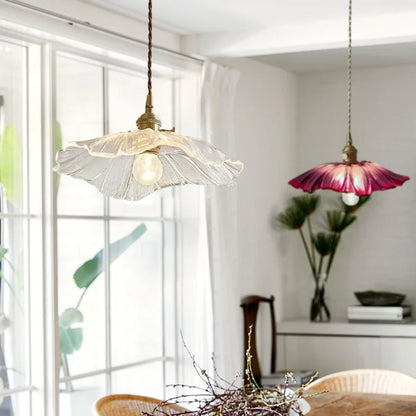 Dennehy Lotus Retro Glass Pendant Light