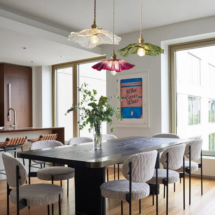 Dennehy Lotus Retro Glass Pendant Light