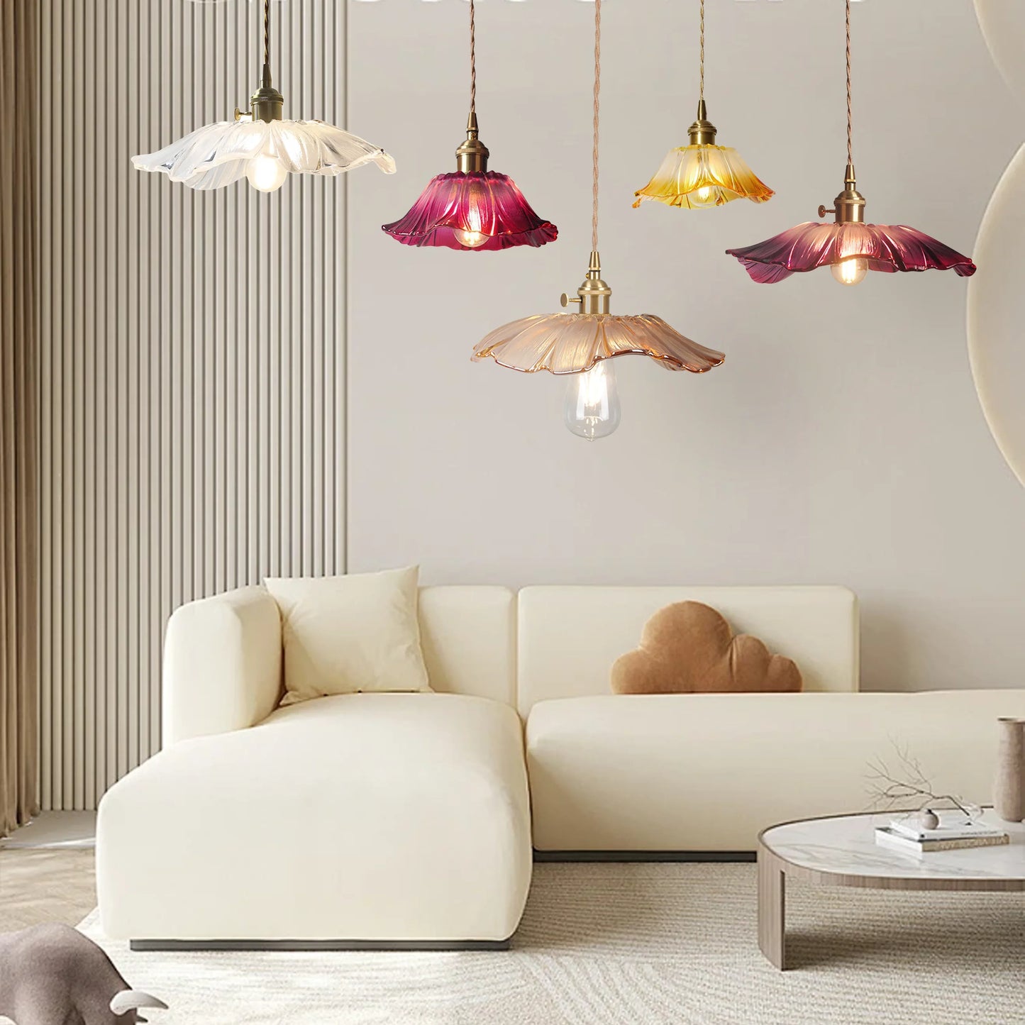 Dennehy Lotus Retro Glass Pendant Light