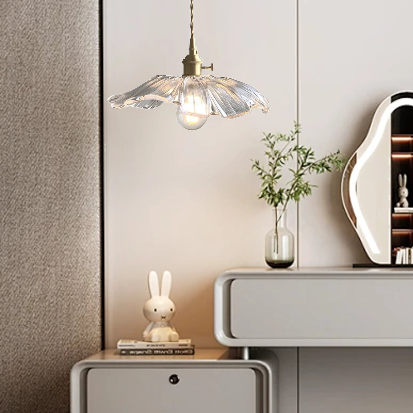 Dennehy Lotus Retro Glass Pendant Light