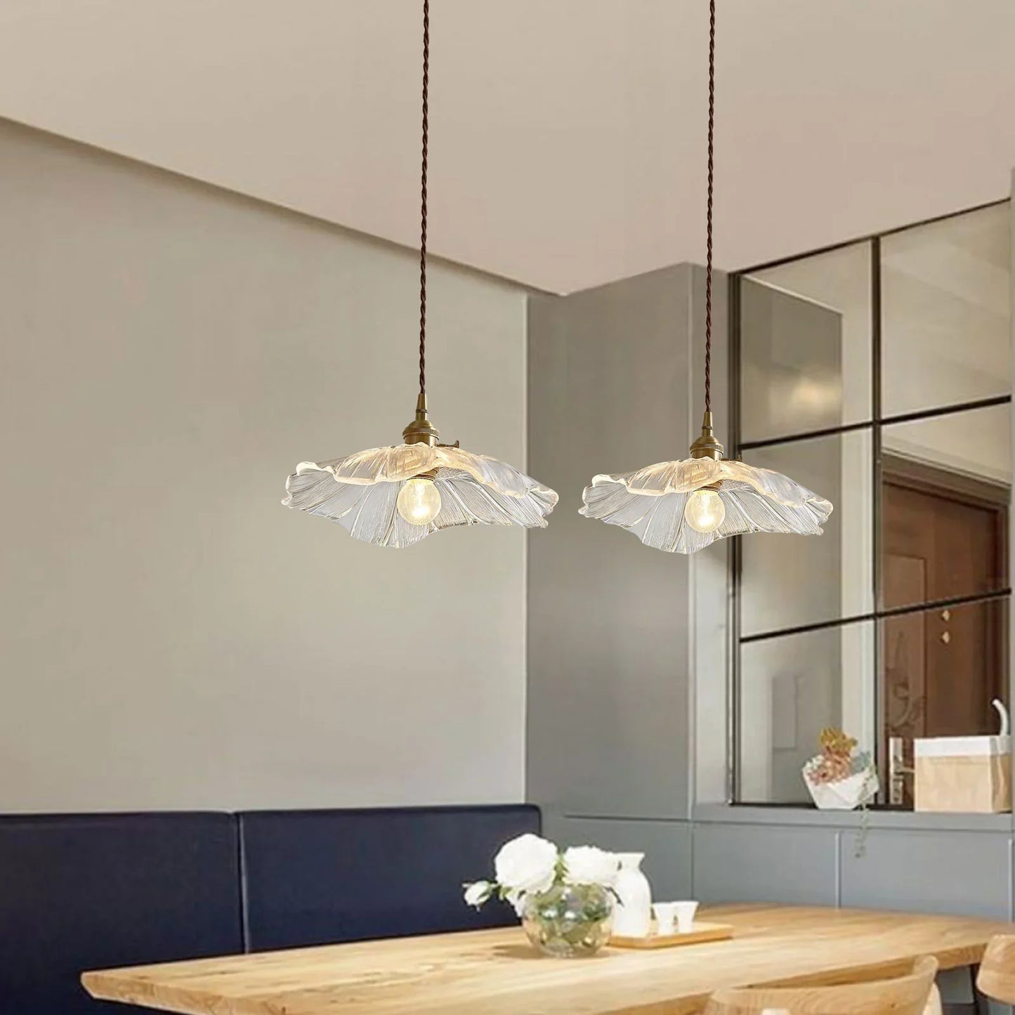 Dennehy Lotus Retro Glass Pendant Light