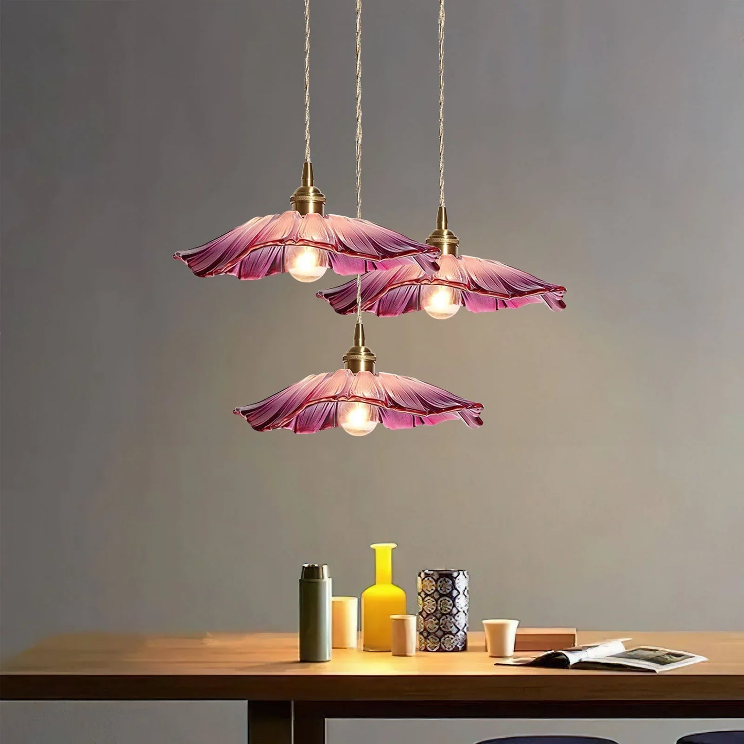 Dennehy Lotus Retro Glass Pendant Light