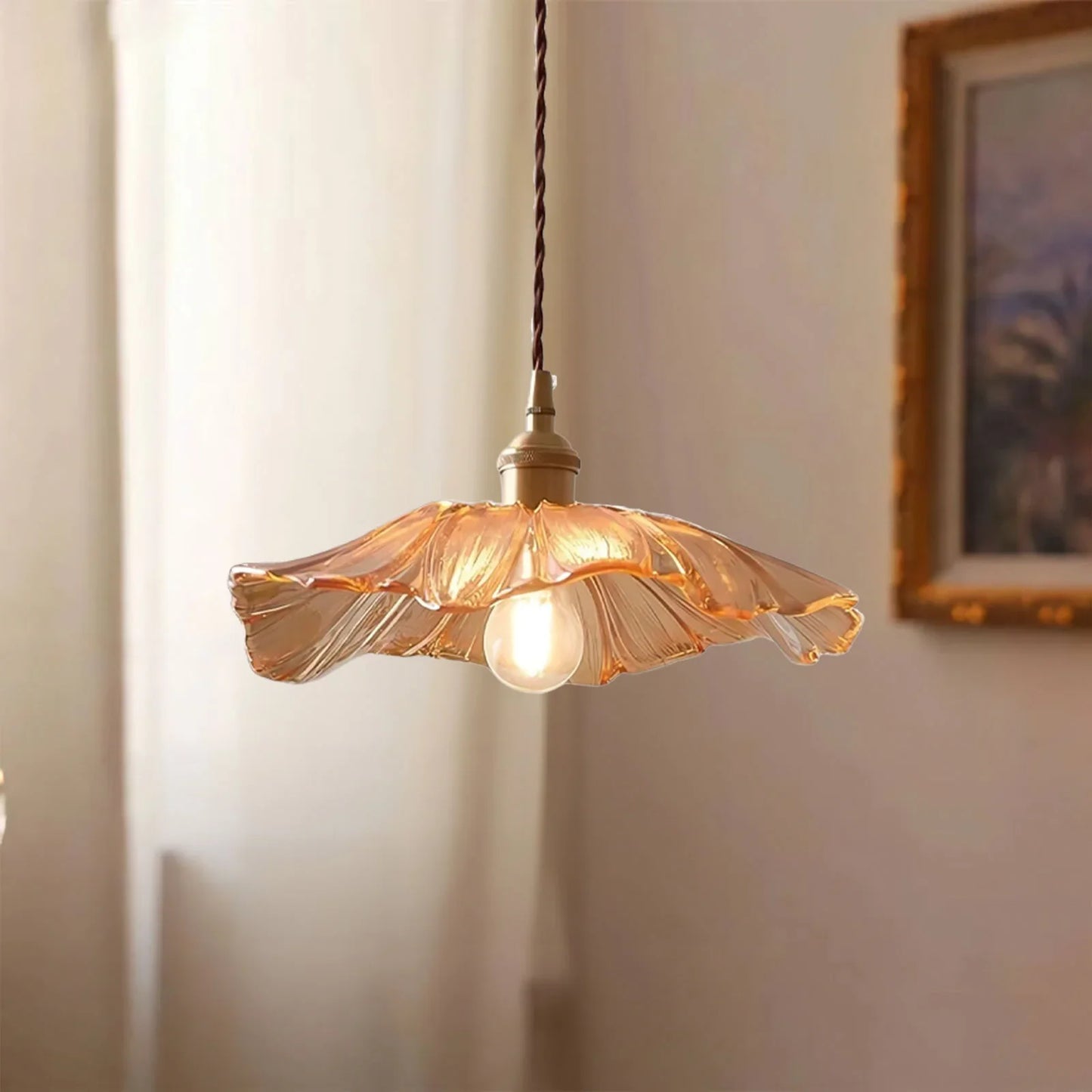 Dennehy Lotus Retro Glass Pendant Light