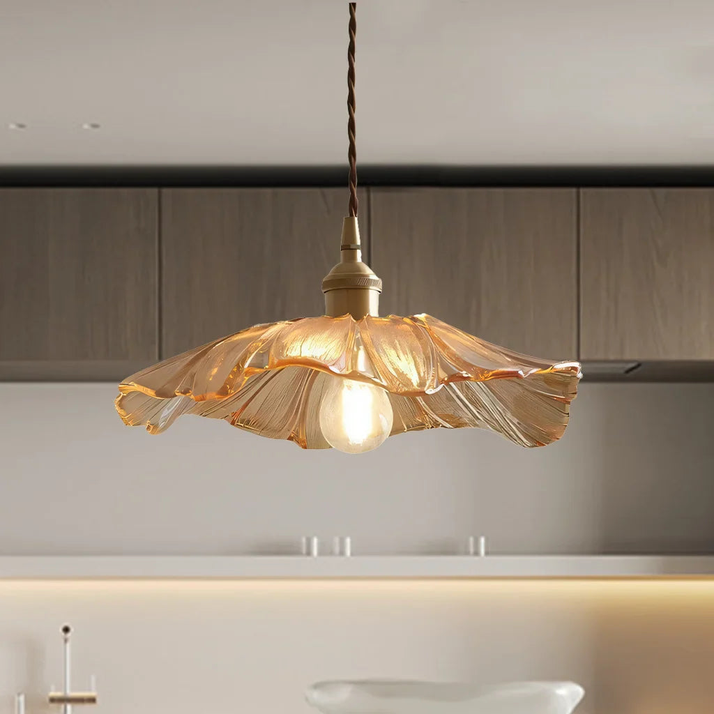 Dennehy Lotus Retro Glass Pendant Light
