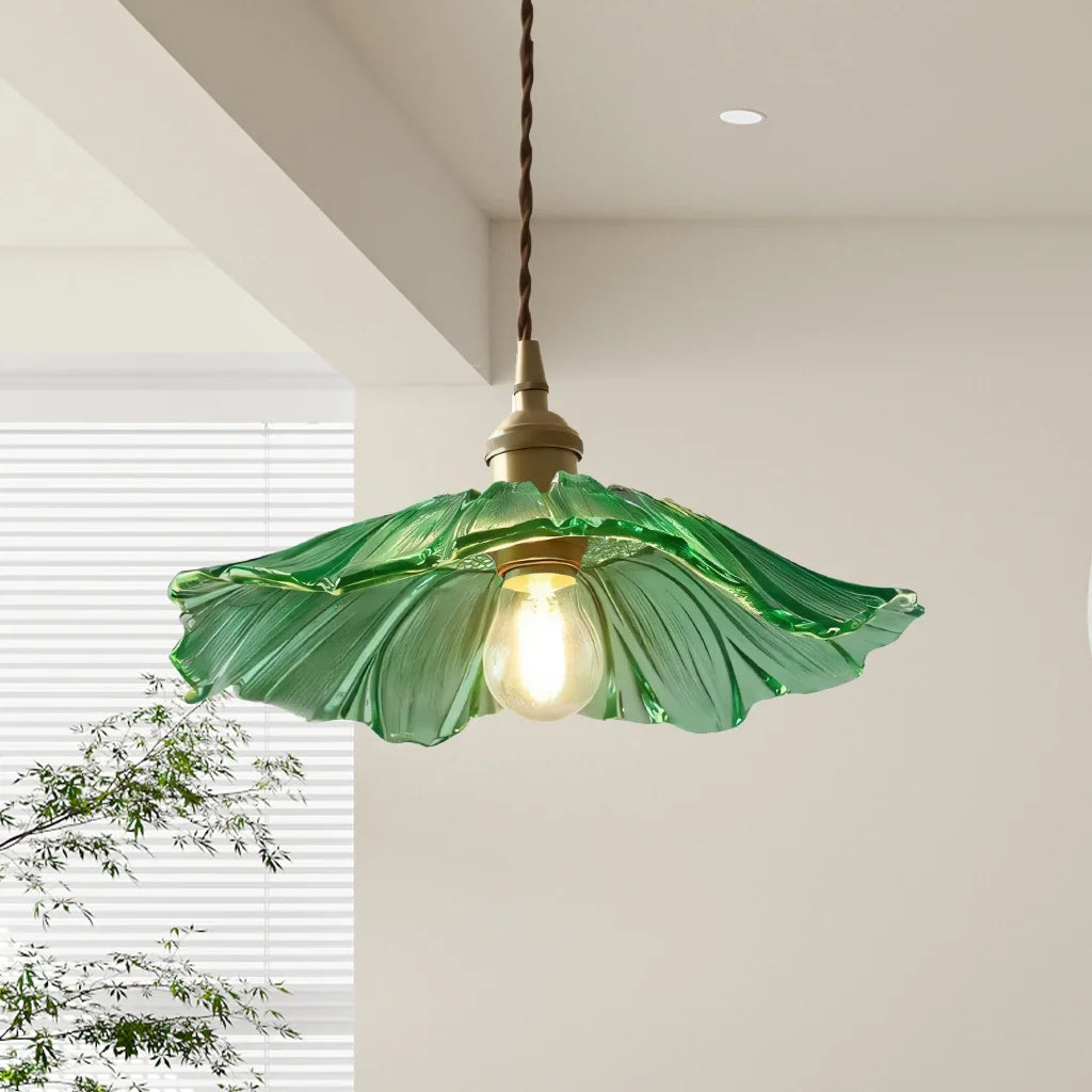 Dennehy Lotus Retro Glass Pendant Light