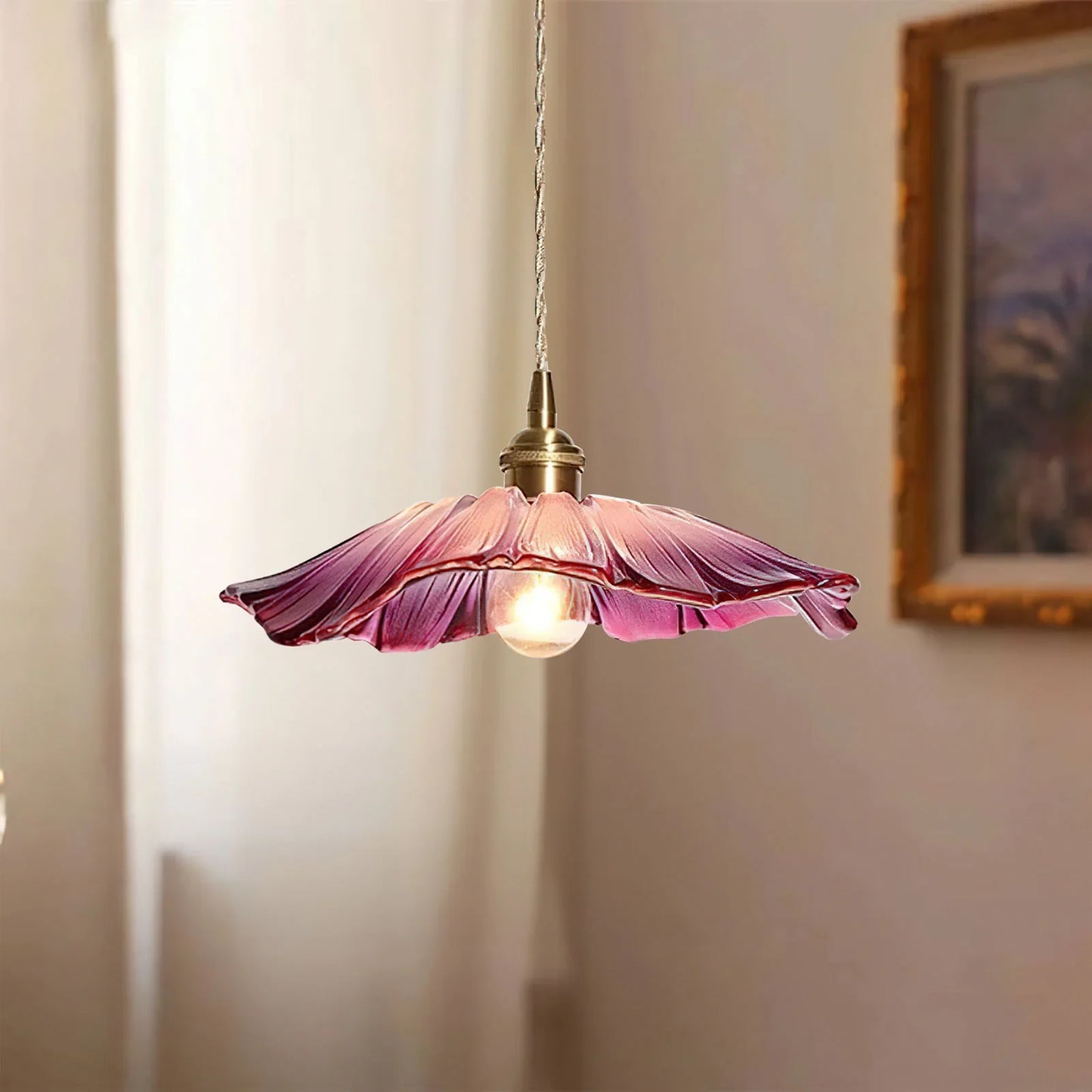 Dennehy Lotus Retro Glass Pendant Light