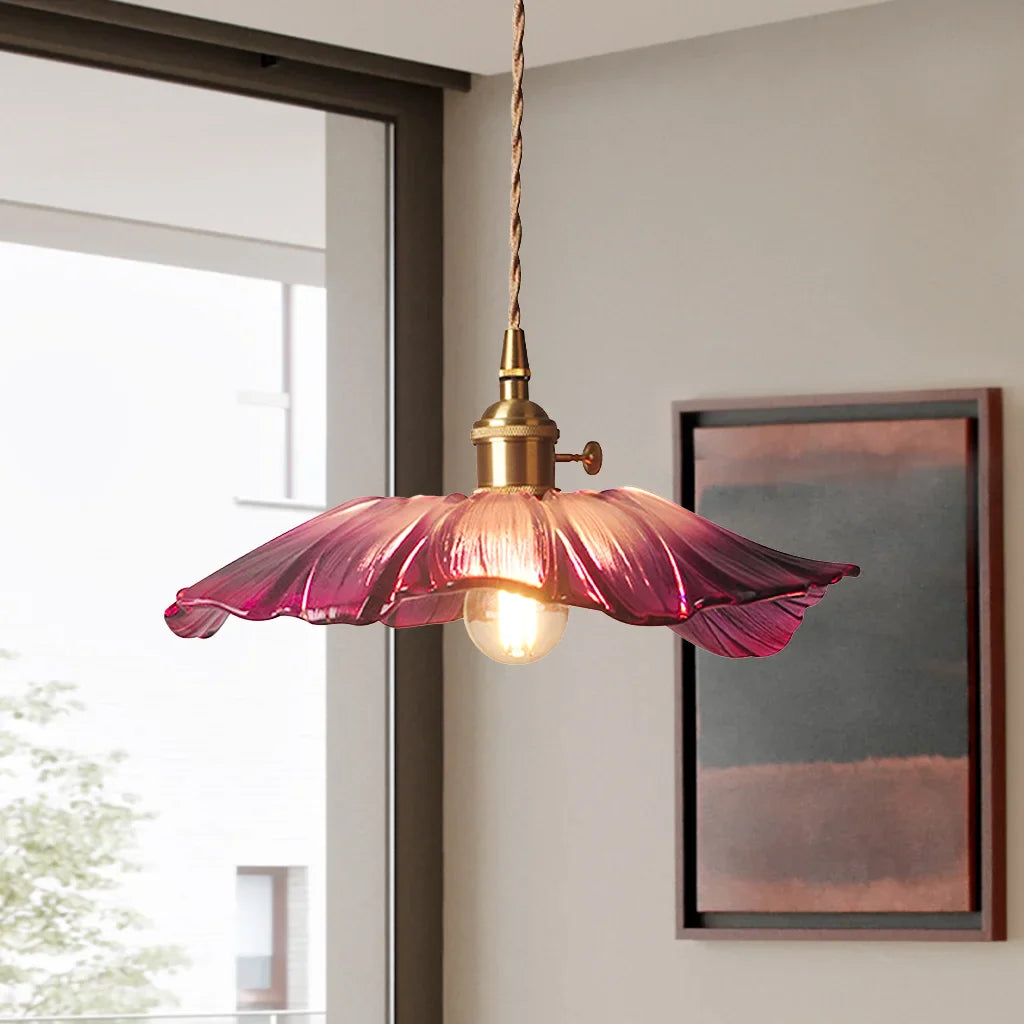 Dennehy Lotus Retro Glass Pendant Light