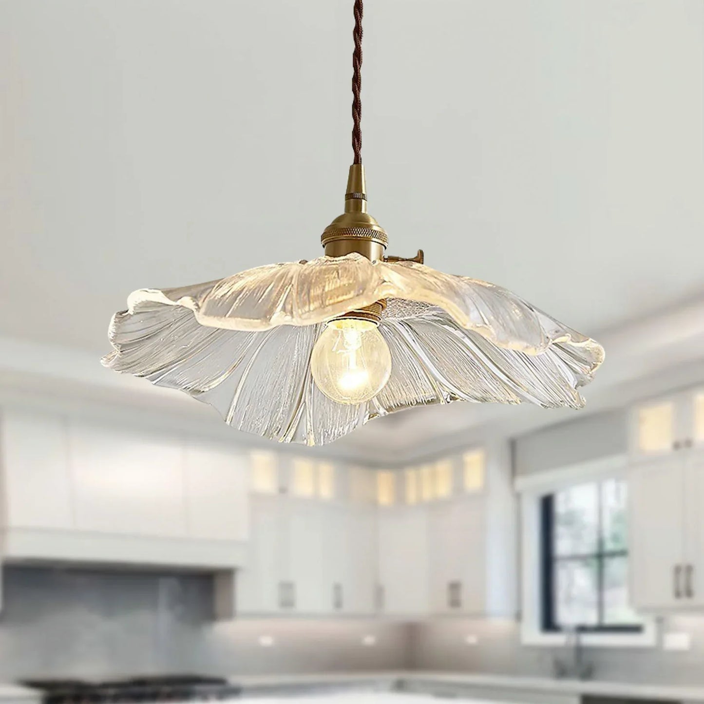 Dennehy Lotus Retro Glass Pendant Light
