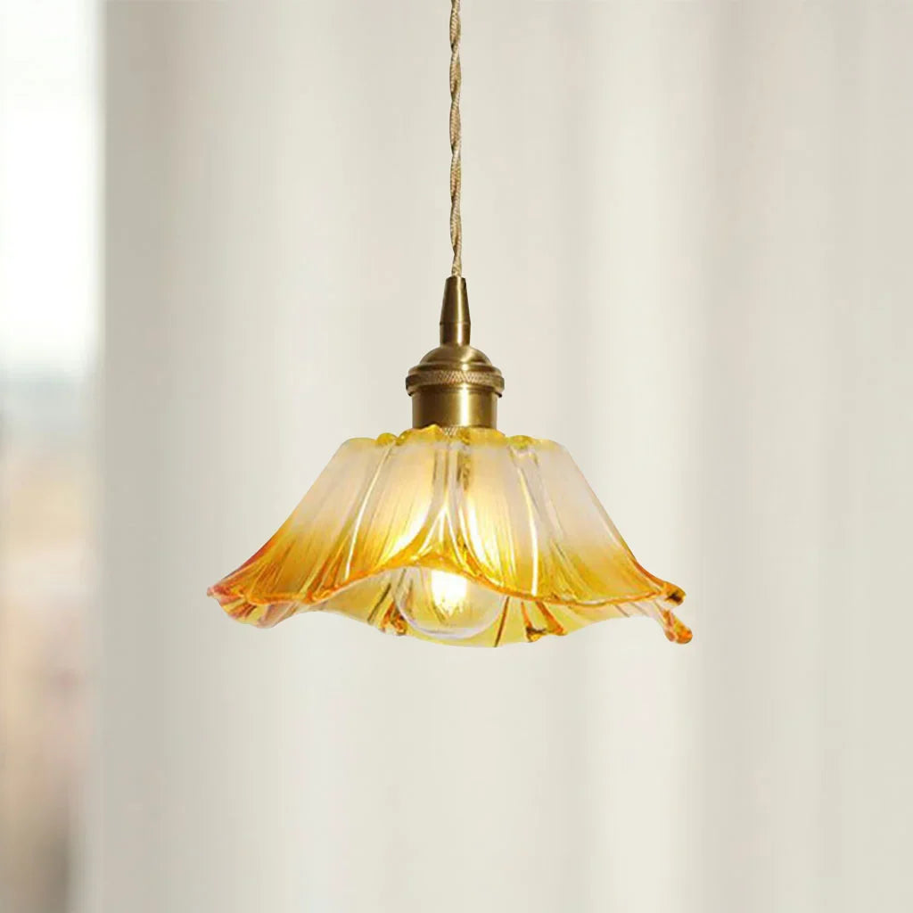 Dennehy Lotus Retro Glass Pendant Light