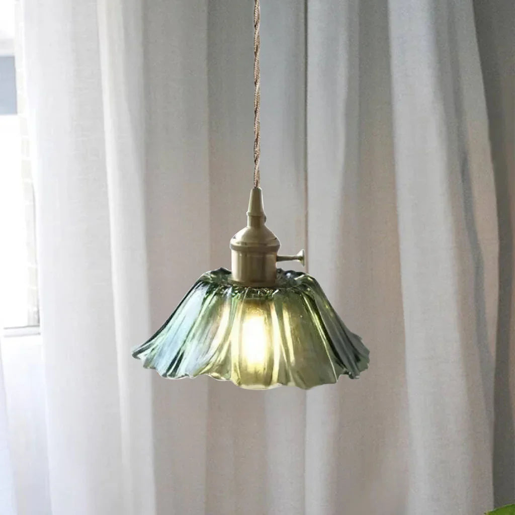 Dennehy Lotus Retro Glass Pendant Light