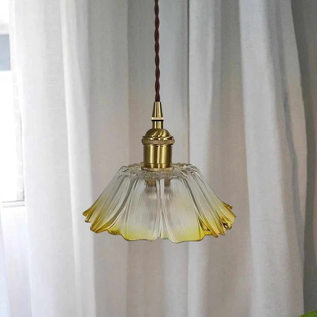 Dennehy Lotus Retro Glass Pendant Light