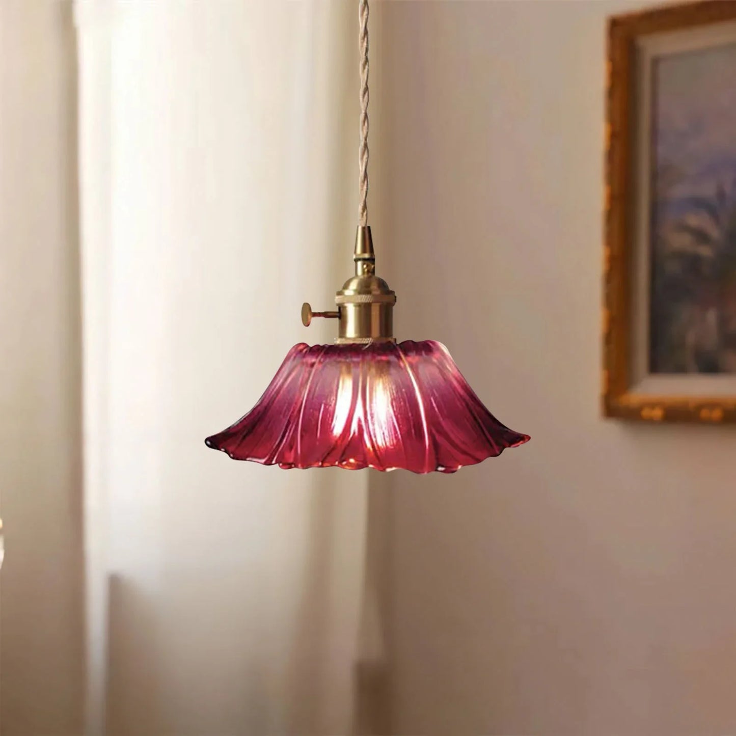Dennehy Lotus Retro Glass Pendant Light